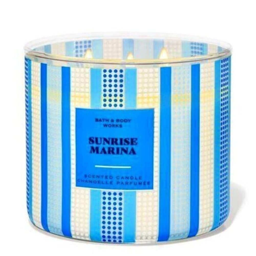 🆕BATH & BODY WORKS Sunrise Marina 3 Wick Candle*NEW Retired Summer Scent